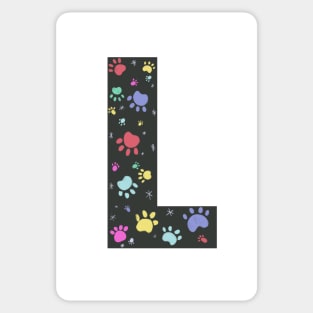 L letter with colorful paw print Sticker